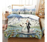 YTPONBCSTUG 3d Austrian Musicians Swan Duvet Cover 3 Pieces Easy Care Microfiber Bed Sheet with Zipeer Closure Of 2 Pillowcase for Teens And Adults Super King（260x220cm）