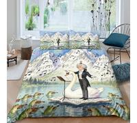 YTPONBCSTUG 3d Austrian Musicians Swan Duvet Cover 3 Pieces Easy Care Microfiber Bedding Set with Zipeer Closure Of 2 Pillowcase for Kids Teens Adults King（220x240cm）