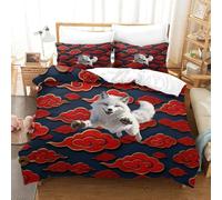 YTPONBCSTUG 3d Chinese Cloud Motifs Arctic Fox Duvet Cover 3 Pieces Soft Microfiber Bedding Set with Zipeer Closure Of 2 Pillowcase For Girls Teens Teenagers Single(140x200cm)