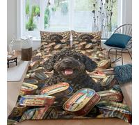 YTPONBCSTUG 3d Portuguese Water Dog Bed Duvet 3 Pieces Soft Microfiber Quilt Covers with Zipeer Closure Of 2 Pillowcase for Kids Teens Adults Double(200x200cm)