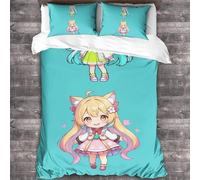 YTPONBCSTUG 3D Printed Kawaii Anime Duvet Cover with Pillowcases Bedding Set with Zipper Closure Soft Microfiber Quilt Cover Set Double(200x200cm)