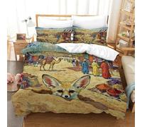 YTPONBCSTUG 3d Sahara Desert Fennec Fox Duvet Cover 3pcs Soft Microfiber Bed Sheet with Zipeer Closure Of 2 Pillowcase For Girls Teens Teenagers Single（140x200cm）