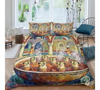 YTPONBCSTUG 3d The Hungarian Spa Meerkat Bed Duvet 3 Pieces Soft Microfiber Bed Sheet with Zipeer Closure Of 2 Pillowcase For Girls Teens Teenagers King（220x240cm）