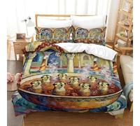 YTPONBCSTUG 3d The Hungarian Spa Meerkat Duvet Cover 3 Pieces Soft Microfiber Quilt Covers with Zipeer Closure Of 2 Pillowcase For Girls Teens Teenagers Single（140x200cm）