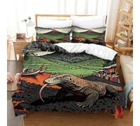 YTPONBCSTUG 3d Volcano Komodo Dragon Duvet Cover 3pcs Easy Care Microfiber Bedding Set with Zipeer Closure Of 2 Pillowcase for Kids Teens Adults Super King（260x220cm）