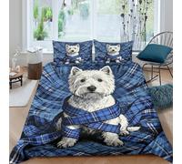 YTPONBCSTUG 3d West Highland White Terrier Duvet Cover 3pcs Easy Care Microfiber Bedding Set with Zipeer Closure Of 2 Pillowcase For Girls Teens Teenagers Double（200x200cm）