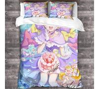 YTPONBCSTUG Anime Girl 3D Manga Duvet Cover Set Manga Pattern Printed Bedding Duvet Cover with Zipper Closure 3 Pieces Soft Comforter Cover