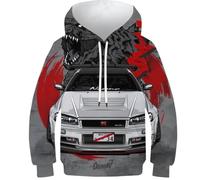 YTPONBCSTUG Boys Girls Racing Car Hoodies 3D Pattern Long Sleeve Hooded Jumper Funny Clothes with Pocket for 6-15years 13-15Y