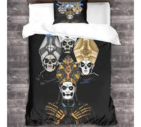 YTPONBCSTUG Ghost Duvet Cover 3D Metal Band Printed Bedding Set 3Pcs Microfiber Metal Band Quilt Cover with Zipper Closure Single(135x200cm)