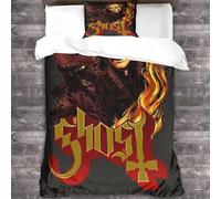 YTPONBCSTUG Ghost Duvet Cover Set, 3D Metal Band Printing Themed Bedding Set,Soft Microfiber Metal Band Bedding Set for Teenager 3 Pieces, for Home Decoration