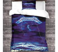 YTPONBCSTUG Metallica Bedding Duvet Cover Heavy Metal Printed Bedding Quilt Cover for Kid Teen Heavy Metal Bedding Set with Pillowcases Single(135x200cm)