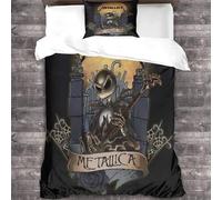 YTPONBCSTUG metallic Bedding Set Duvet Cover 3D Heavy Metal Pattern Comforter Cover Ultra Soft Heavy Metal Theme Quilt Cover for Teens Single(135x200cm)