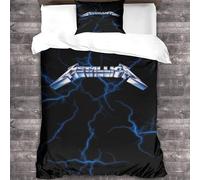 YTPONBCSTUG Metallica Bedding Set 3 Piece, Microfiber 3D Heavy Metal Duvet Cover Set Single (135x200cm)