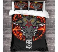 YTPONBCSTUG Pentagrams Satan 3D Baphomet Symbols Duvet Cover And Pillowcases,Baphomet Symbols Printed Quilted Bedding Set for Bed Room - Super Breathable Hypoallergenic Full Bed Cover Set