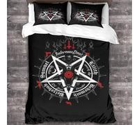 YTPONBCSTUG Pentagrams Satan Duvet Cover Set，3D Baphomet Symbols Printing Themed Bedding Set,Soft Microfiber Baphomet Symbols Bedding Set for Teenager 3 Pieces，for Home Decoration