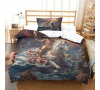 YTPONBCSTUG Poseidon's Trident Rage Duvet Cover 3D Greek Mythology Printed Bedding Quilt Greek Mythology Duvet Cover with Zipper Closure Soft Microfiber Single（135x200cm）