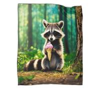 YTPONBCSTUG Raccoon Blanket 3D Printed Animal Bed Blanket Fluffy Fleece Bed Throws Wildlife Theme Blanket for Sofa 50x60inch(127x152cm)