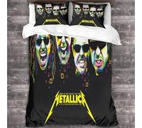 YTPONBCSTUG Youth metallic Bed Linen Set 3D Heavy Metal Duvet Cover Set for Children Boys Girls Heavy Metal Bed Set Beautiful Decor Bed Linen Set of 3
