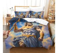 YTPONBCSTUG Zeus Bedding Duvet Cover 3D Greek Mythology Printed Quilt Duvet Cover with Zipper Closure,Greek Mythology Bedding Single(140x200cm)