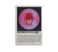 YTRENENRYRY Chris Brown Heartbreak on A Full Moon Poster Vintage Wall Art Canvas Aesthetic Posters Music And Movies Decor Painting for Living Room Bed Room 20x30inch(50x75cm) Unframe-style