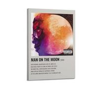 YTRENENRYRY Kid Cudi Album Man On The Moon Poster Vintage Wall Art Canvas Aesthetic Posters Music And Movies Decor Painting for Living Room Bed Room 24x36inch(60x90cm) Frame-style