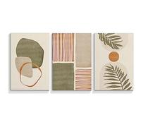ytreyoimro Boho Canvas Wall Art Set Of 3-12x16in.Mid Century Modern Wall Art, Abstract Shapes Tropical Leaves Prints Paintings, Geometric Sun Line Art Pictures,Minimalist Bohemian Wall Decor Unframed