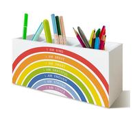 YTRGI Boho Rainbow Positive Affirmations Pen Pencil Holder for School Classroom Office Desk, Book Center Calming Corner Playroom Decor, Inspirational Makeup Brush Toothbrush Holder Organizer