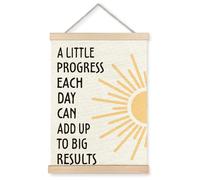 YTRGI Inspirational Mental Health Wall Art Decor, Motivational Home Office Decor, A Little Progress Each Day Can Add Up to Big Results Canvas Prints Framed Wall Art for Therapy Office, 12x16 Inch