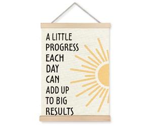 YTRGI Inspirational Mental Health Wall Art Decor, Motivational Home Office Decor, A Little Progress Each Day Can Add Up to Big Results Canvas Prints Framed Wall Art for Therapy Office, 12x16 Inch