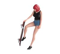 YTtkku 1/64 Scale Resins Miniature Skateboarder Sculpture For Craft Projects And Train Railway Scene Decoration Accessories Dollhouses Decors