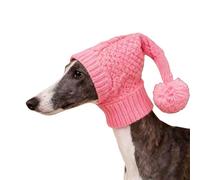 YTtkku 1 Piece Dog Hat, Stretchy Knitted Winter Warmer with Pompon, Covers Ears and Neck Cozy Knitted Dog Hat with Pompon