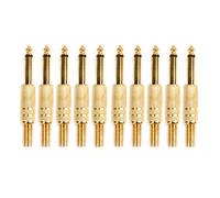 YTtkku 10 Pcs Gold Plated 6.35mm Male 1/4 Mono Plug O Connector Soldering Plug Adapter Connector Terminal Socket Female Male Cable Solder Parts Wire Butt Screw Interface Digital Disconnect Assorted