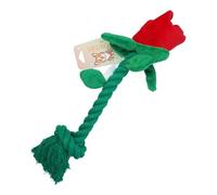 YTtkku Multifunctional Interactive Dog Toy Rose Shape Teething Plush Chewer Game Teeth Care for Aggressive Chewers Indestructible with Sound