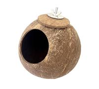 YTtkku Natural Coconut Shell Bird House Shelter Place Rest Huts Nest with Soft Lining for Small Birds Parakeets and Lovebirds Bird House