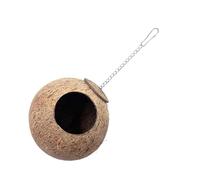 YTtkku Natural Coconut Shell Bird House Shelter Place Rest Huts Nest with Soft Lining for Small Birds Parakeets and Lovebirds Bird House