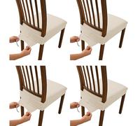 YTtkku Of 4 Classical Striped Grids Pattern Chair Covers with Elastic Band Removable Washable Stretch Seat Cushions Washable Chair