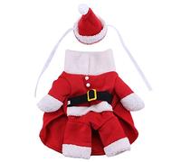 YTtkku Santa Costume Dog Christmas Suit & Hat Set Thick Plush Outfit Clothes for Small Pet Dogs Kitten Photo Clothing Costume