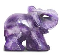 Yttriuny 1.5" Amethyst Healing Crystal Elephant Figurine,Lucky Cute Stone,Gifts for Women Men,Mini Elephant Ornament,Office Desk Accessories