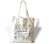 YTTRVHIH Gift Bag for Grandma, Cute Shoulder Tote Bag, Reusable Canvas Bag for Grocery Shopping Work, 13.7x15.7 in