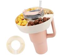 YTUGCG Snack Bowl for Stanley Cup, Snack Tray fits 40 oz Stanley Cup with Handle Reusable Accessories for Stanley Cup with 3 Compartments for Candy, Popcorn, Snack (White)