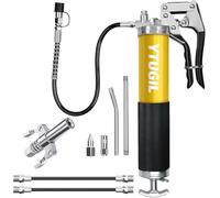 YTUGIL Grease Gun with Flexible Hose,Coupler, Metal Pipes, Nozzles | 8000 PSI Heavy Duty Professional Pistol Grip Grease Gun Kit, Reinforced for Excavator Strimmer, Agricultural, Industrial