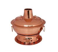 YTUK Chinese Copper Hot Pot,Electric Carbon Double Heating Base, Split Design,Pure Copper Thick Mongolian Cattle Hotpot,Easy To Clean, Suitable For Family Gathering,34cm(30cm)