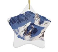YTUOPWE Alps Snow Mountains Picture Christmas Ceramic Star Pendant Festive and Creative Decoration Easy to hang
