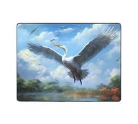 YTUOPWE Anti-slip floor mat carpet 63x48in Egrets taking off Picture good water absorption suitable for kitchen, bathroom and living room