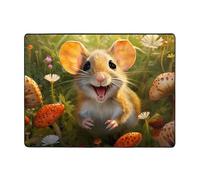 YTUOPWE Anti-slip floor mat carpet 63x48in Happy Mouse Picture good water absorption suitable for kitchen, bathroom and living room