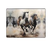 YTUOPWE Anti-slip floor mat carpet 63x48in The galloping wild horse Picture good water absorption suitable for kitchen, bathroom and living room
