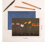 YTUOPWE Blue Holiday greeting check blank card and pearl beautiful blank note block Five Little Flowers Picture
