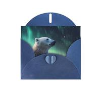 YTUOPWE Blue Holiday greeting check blank card and pearl beautiful blank note block Polar bear in the snow Picture