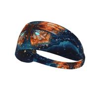 YTUOPWE Butterfly in the starry sky Picture Elastic Exercise Headband Sports Head Tie for Men and Women, Soft, Quick-Dry
