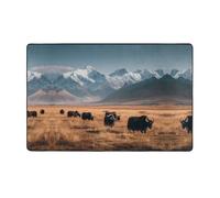 YTUOPWE Cattle on the Prairie Picture Flannel Fabric Carpet 60x39in Floor Mat for Living Room, Office, Coffee Table, Bed, Balcony